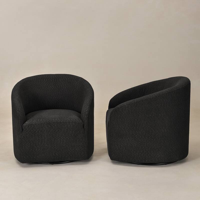 KINWELL 32"W Boucle Upholstered Swivel Barrel Armchair (Set of 2)