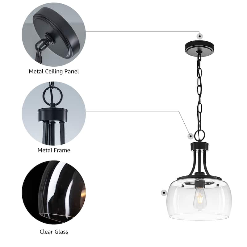 Starsky 1/3-Light Modern Clear Glass Dome Pendant Light