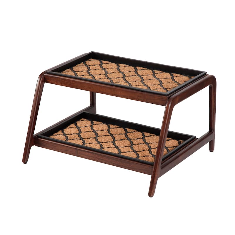 Jani Double-Tier Brown Stand 2-Pair Rubber Boot Trays - Shangri-La