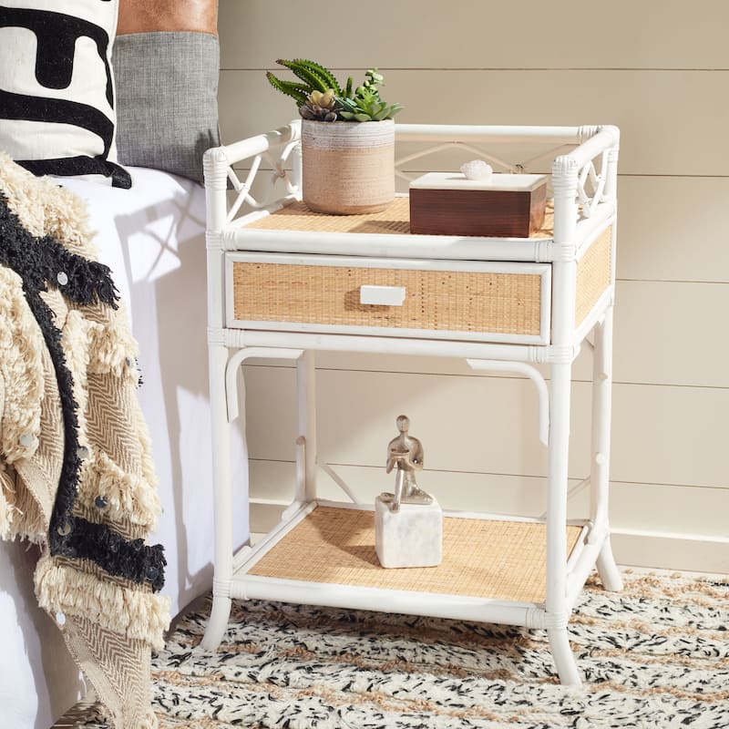 SAFAVIEH Mckayla Coastal 1-Drawer 1-Shelf Nightstand - White/Natural