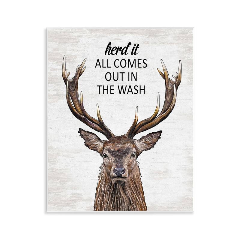 Stupell Laundry Deer Pun Wall Plaque Art Design By Lettered and Lined - 11 x 14