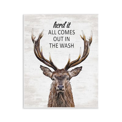 Stupell Laundry Deer Pun Wall Plaque Art Design By Lettered and Lined