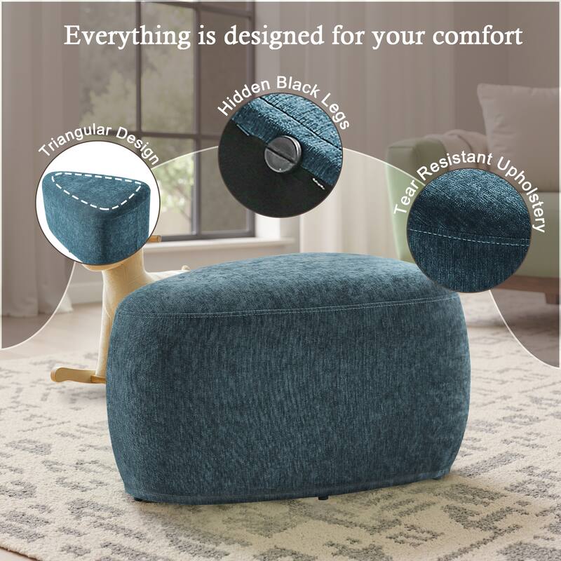 Bonnie 26"/43" W Chenille Small/ Oversized Triangular Cheese Ottoman