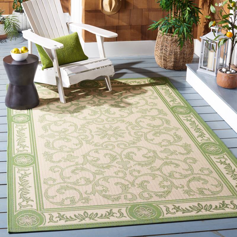 SAFAVIEH Courtyard Asumi Indoor/ Outdoor Waterproof Patio Backyard Rug - 5'3" x 7'7" - Natural/Olive
