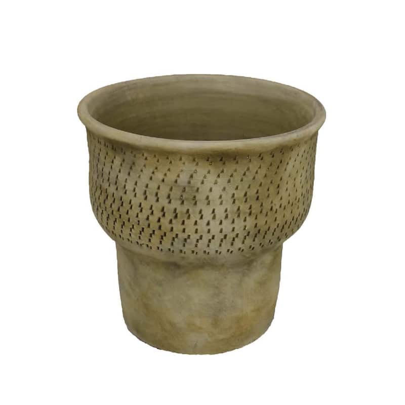 Weathered Terracotta Indoor-Outdoor Planter Flared Rim Tapered Base