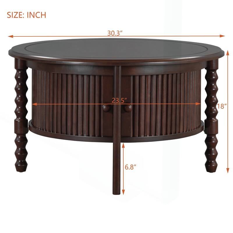 Vintage Round Coffee Table with Practical Storage for Various Rooms