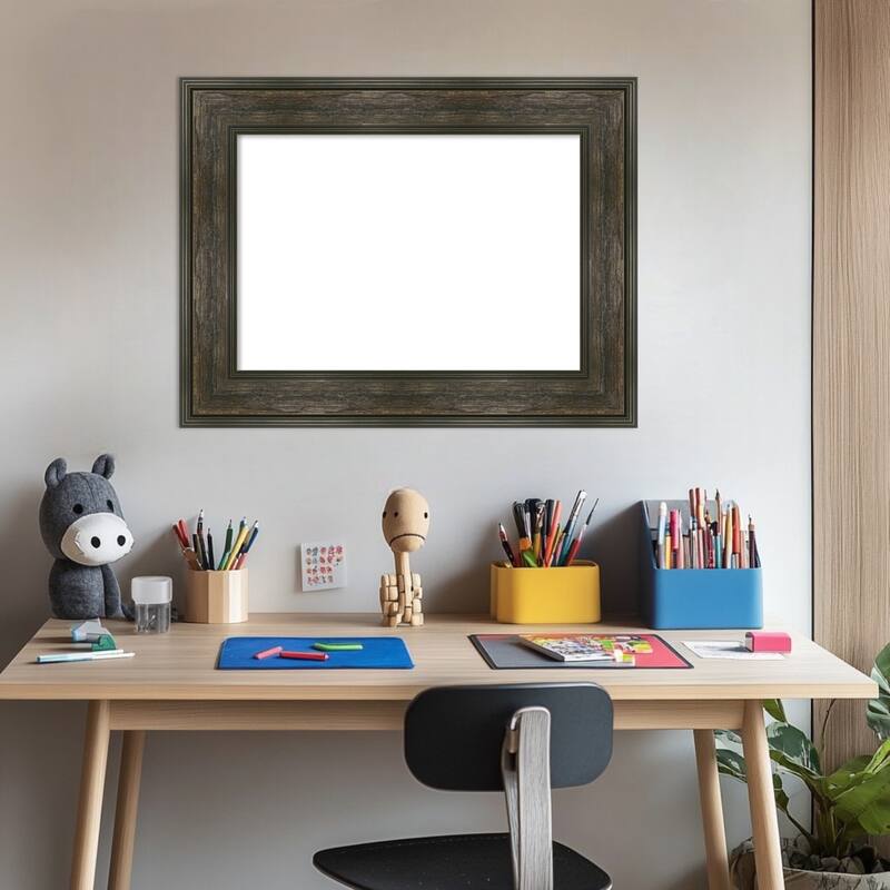 Amanti Art Rail Rustic Char Framed Dry Erase Magnetic Board