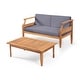 preview thumbnail 9 of 13, Aston Acacia Wood Outdoor Loveseat Set by Christopher Knight Home Teak Finish + Dark Gray Cushion