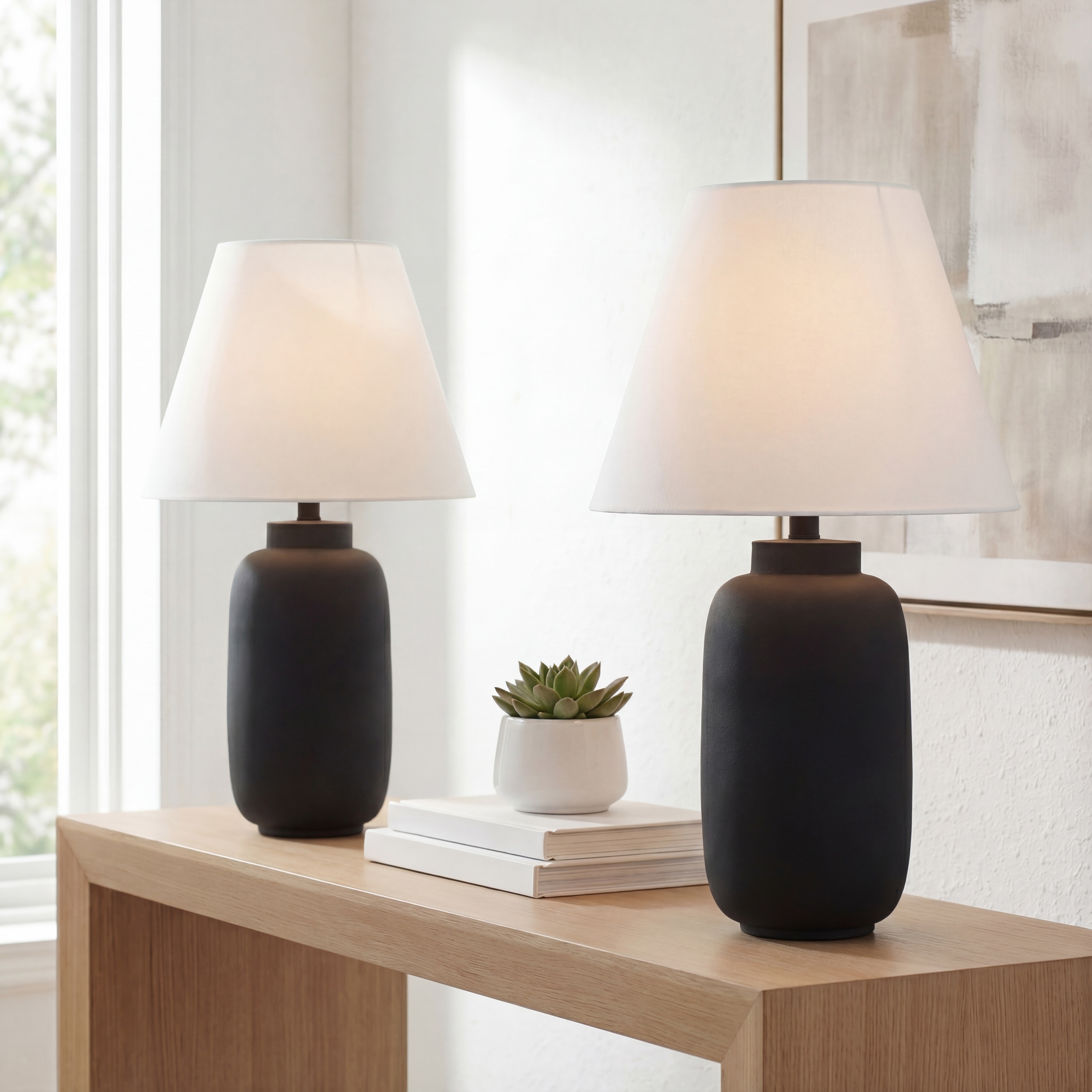 JONATHAN Y Elinore 24.5" Scandinavian Resin/Iron Ginger Jar LED Table Lamp (Set of 2)