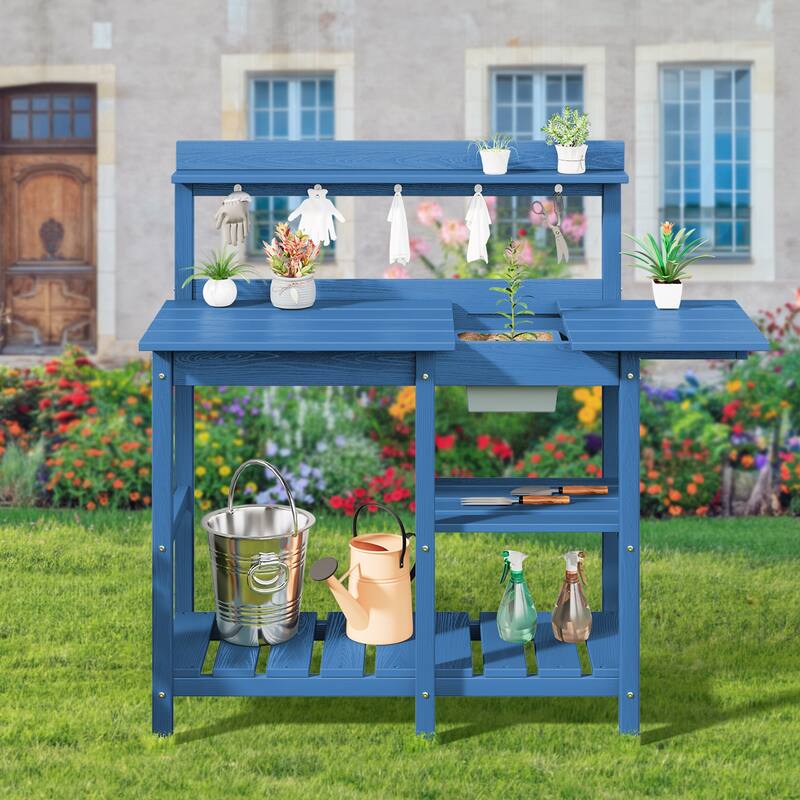 HDPE Patio Outdoor Potting Table, Versatile Gardening Planting Workbench