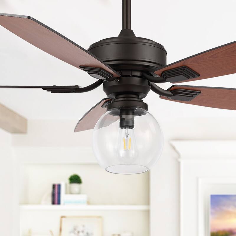 GetLedel 52-inch Industrial 5-Blade Reversible Ceiling Fan with Light and Remote Control - Brown