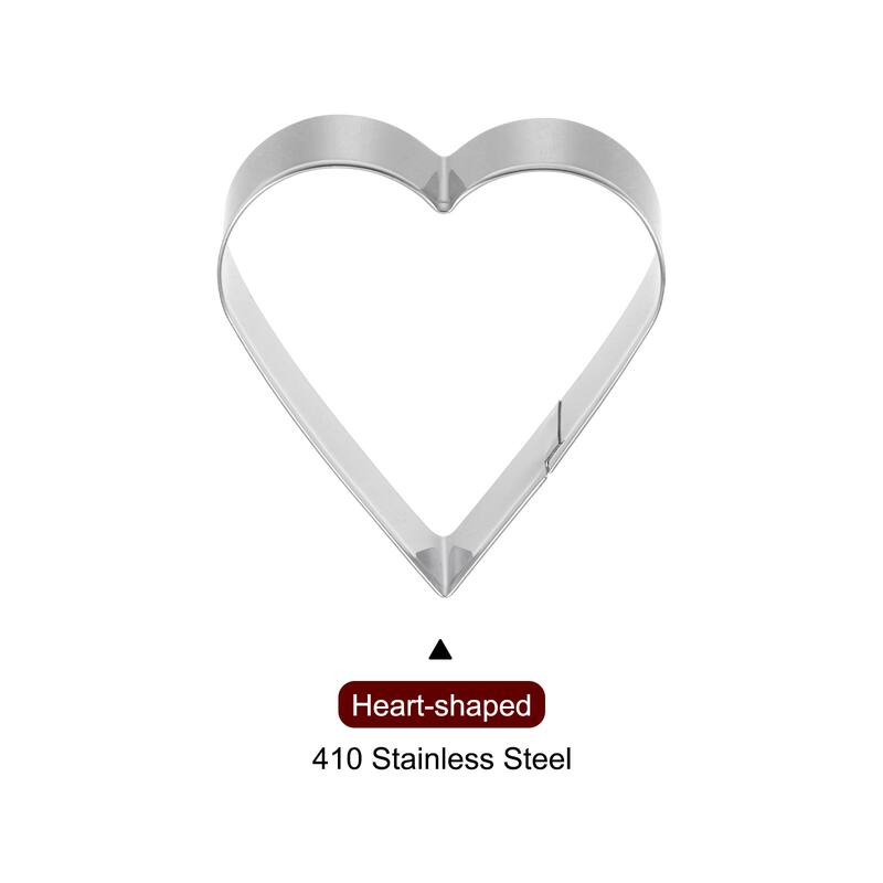 3pcs Cookie Cutters, Heart Shaped Stainless Steel Biscuit Cookie Cutter - Silver