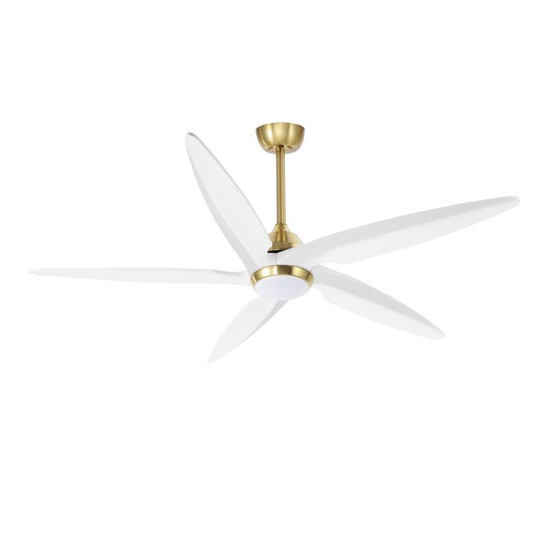 GetLedel 54" Solid Wood 5-Blade Ceiling Fan with Dimmable LED and Remote Control