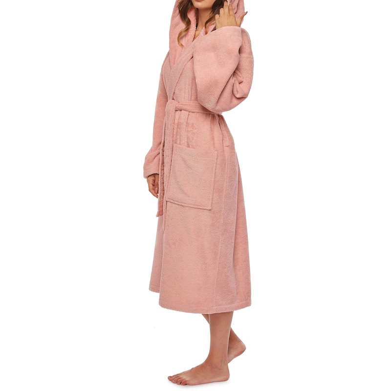 Women's Turkish Cotton Hooded Bathrobe