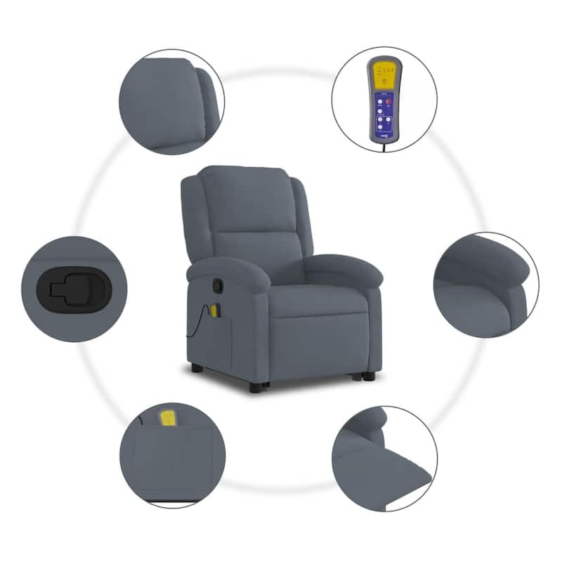 vidaXL Stand up Massage Recliner Chair Power Lift Wingback Armchair Velvet