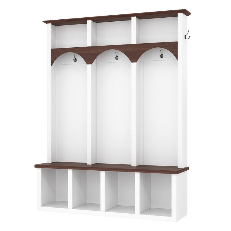 4-in-1 Entryway Organizer with Hooks and Cubbies