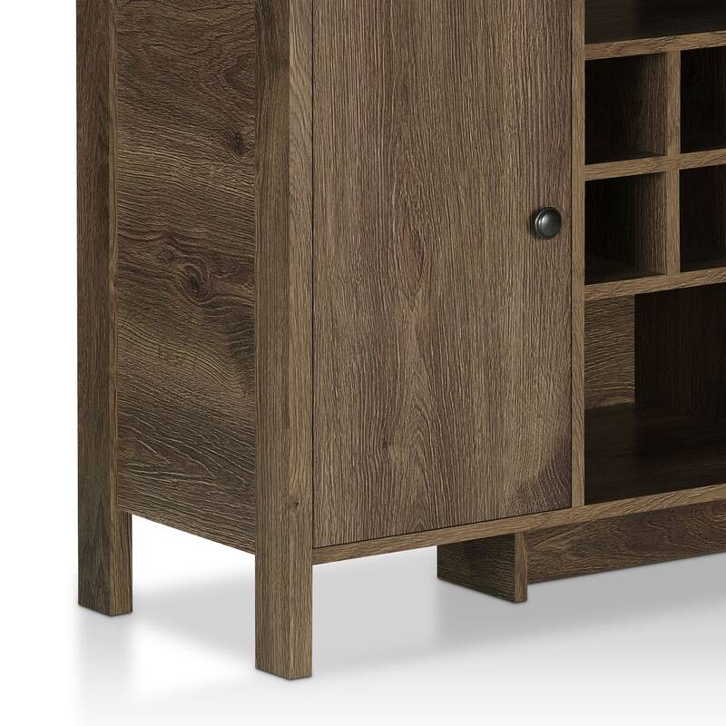 DH BASIC Rustic Distressed Walnut 42" Buffet with Wine Grid by Denhour