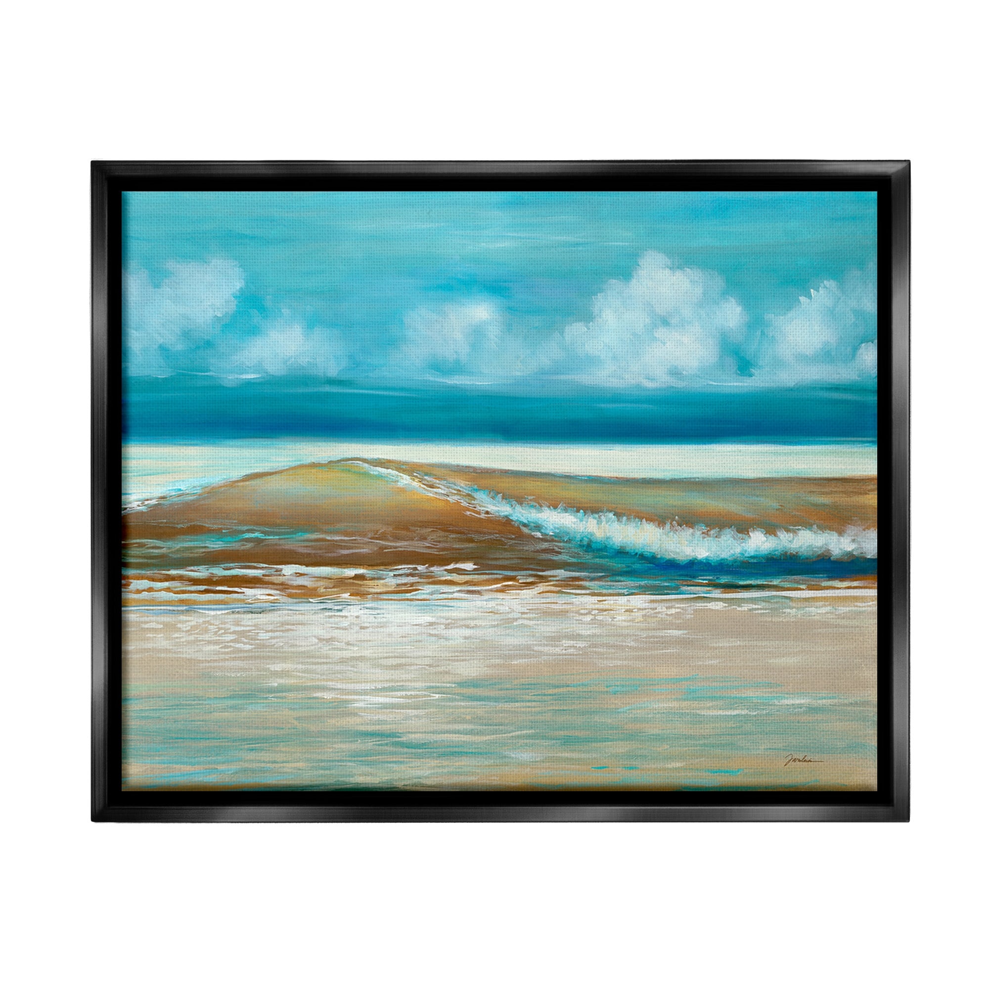 Stupell Modern Rolling Sea Waves Framed Floater Canvas Wall Art Design By Liz Jardine