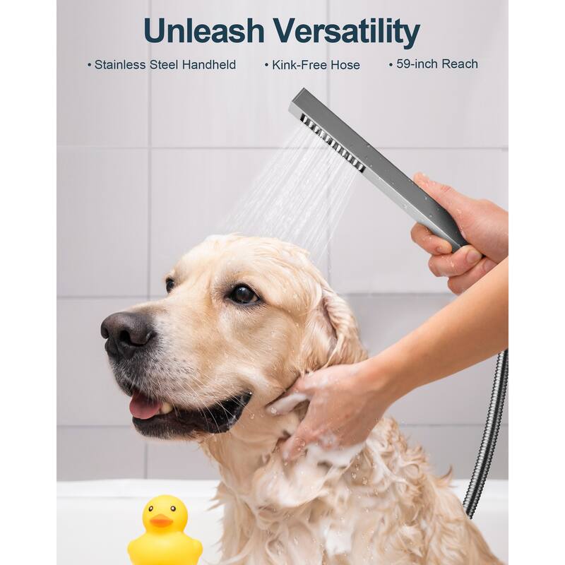 GRANDJOY 10" Rainfall Showerhead Bathroom Shower System Shower Faucets with Anti-Scald Valve