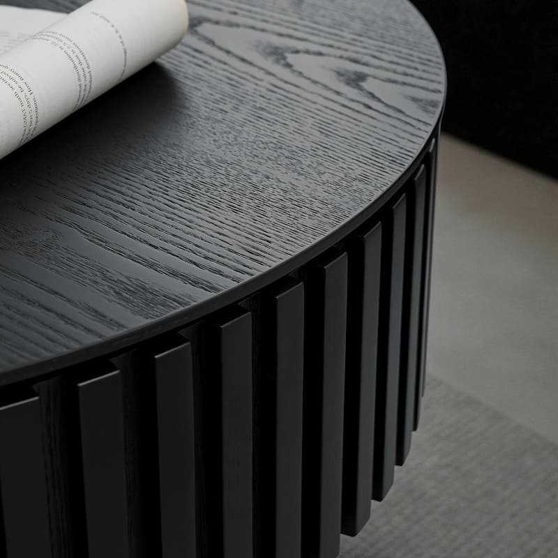 31.49'' Modern Round Coffee Table with Storage, Small Pedestal Coffee Table for Apartment or Living Room