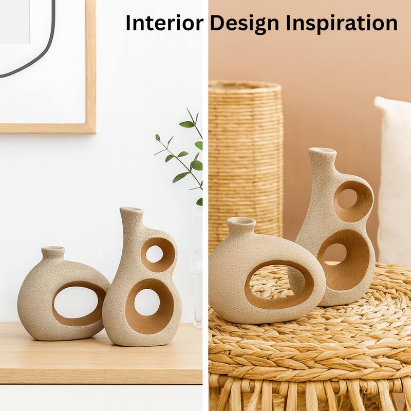 Aria Home Brown Ancient Elegance Ceramic Vases Decorative Set of 2