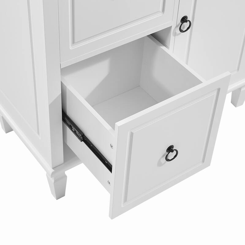 Modern Bathroom Storage Cabinet with Drawers and Adjustable Shelves, Wood Freestanding Floor Cabinet