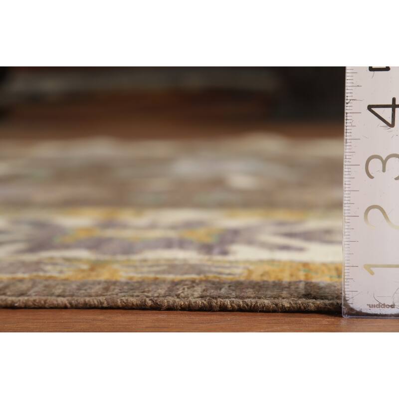 Hand Knotted Oriental 100% Wool Carpet Transitional All-Over Brown Oushak Area Rug - 8' 9'' X 6' 4''