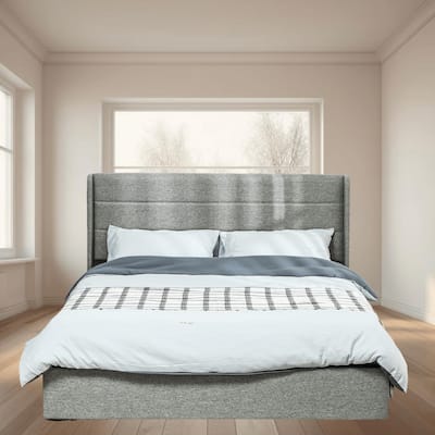 Queen Bed Frame with Headboard, Storage Drawers, Upholstered Platform Frame, No Box Spring, Steel Construction, Easy Assembly