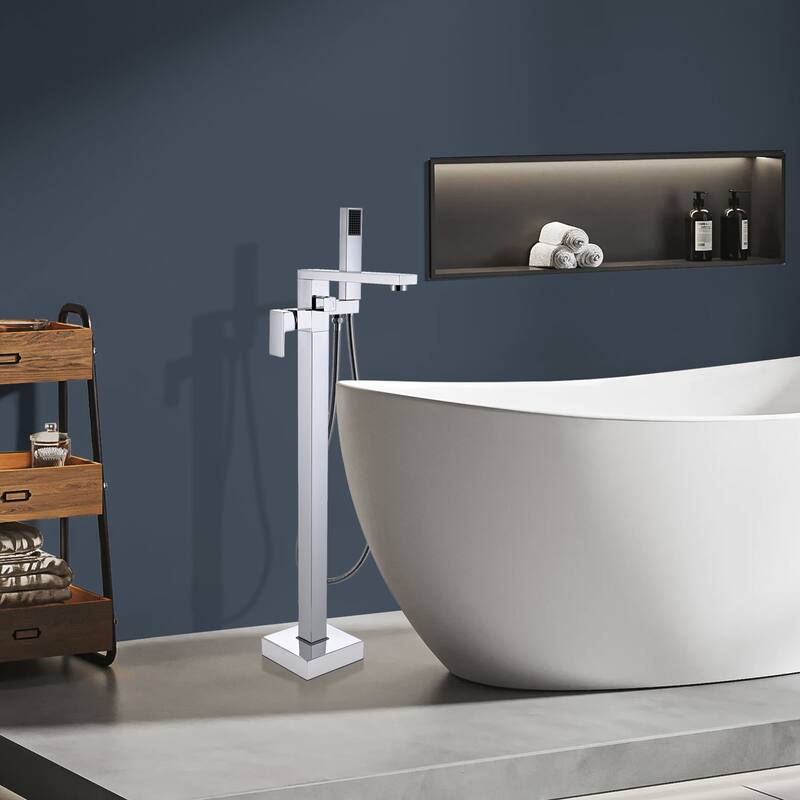 Topcraft Floor Mounted Bathtub Filler with Handheld Showerhead