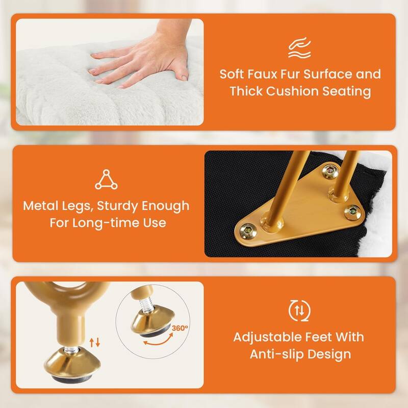 Vanity Stool Chair with Storage, Ottoman Boucle Soft Padded Makeup Footstools Seat 1PCS - 12.2"D x 16"W x 18.9"H