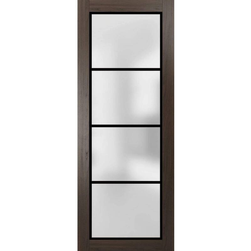 Slab Barn Door Panel 18 x 80 Planum 2132 Chocolate Ash Sturdy Finished - Grey - 24" x 84"