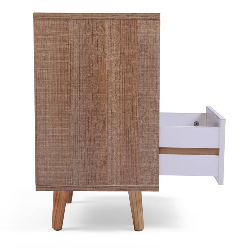 Wooden Storage Nightstand with Drawer and Legs(Set of 2)