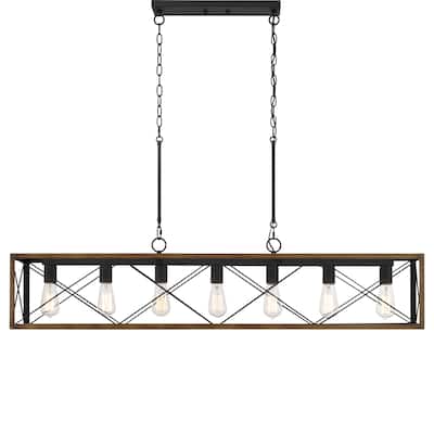 Farmhouse 7-light Linear Rectangle Chandelier - 48