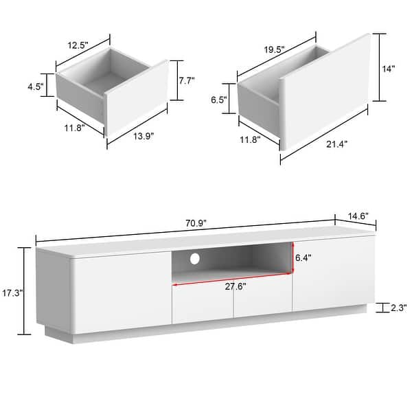 TV Stand LED Light High Gloss White TV Stand LED Entertainment Center