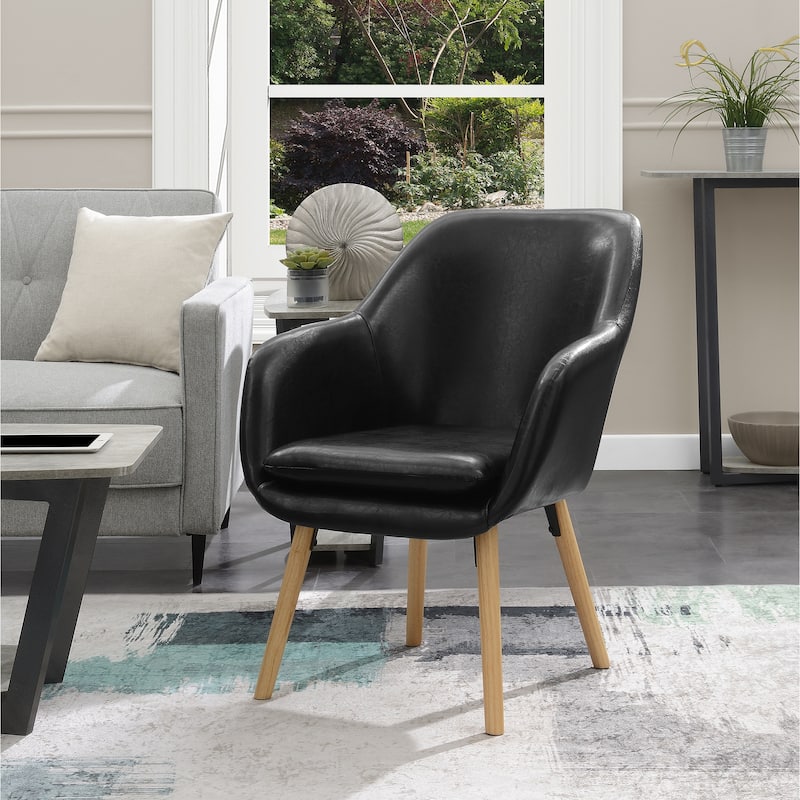 Convenience Concepts Take a Seat Charlotte Wingback Upholstered Accent Armchair - Black Faux Leather