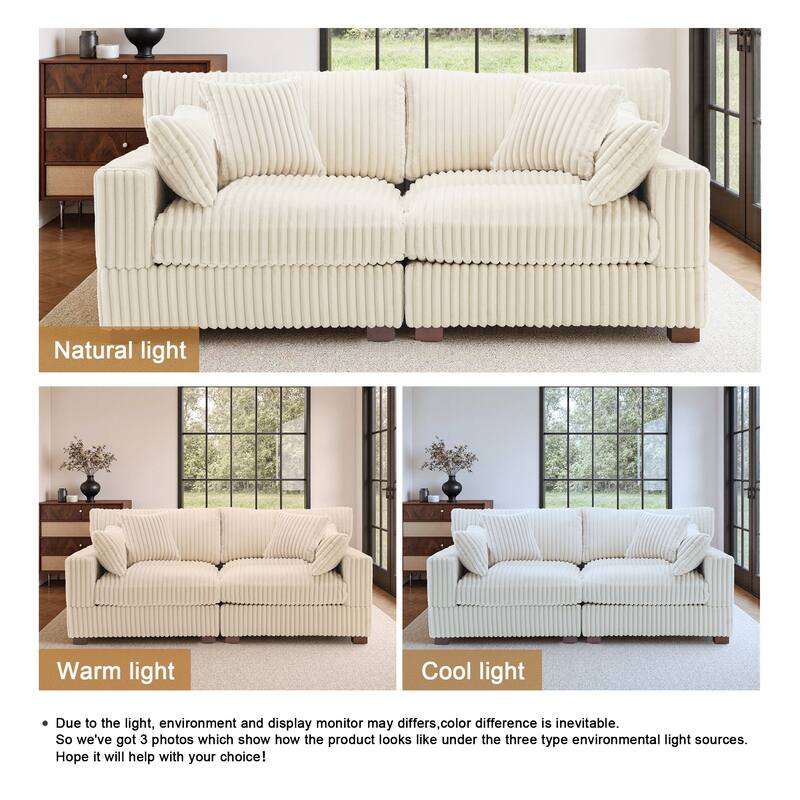 40" Oversized Plush Flannel Upholstered Ottoman Footstool Set of 2