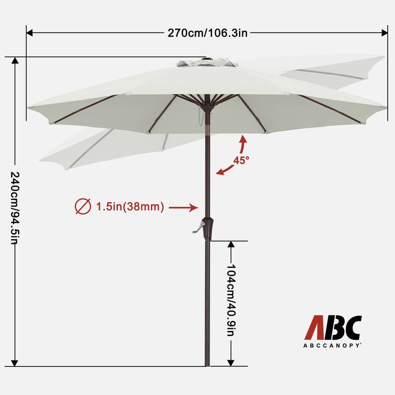ABCCANOPY 9FT Patio Umbrella with Push Button Tilt