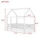 preview thumbnail 7 of 15, Twin Size Wooden House Floor Bed with Roof Frame, Safety Guardrails, Natural