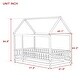 preview thumbnail 4 of 127, Wood Toddler House Bed with Roof Frame and Safety Guardrails Montessori Floor Bed without Slats No Door Houseshaped Platform Bed