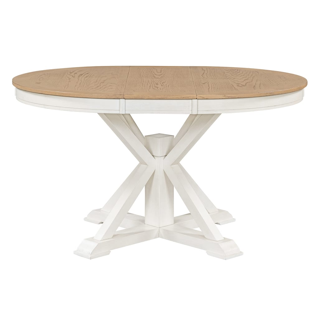 Retro Functional Extendable Dining Table with a 12" Leaf for Dining Room and Living Room