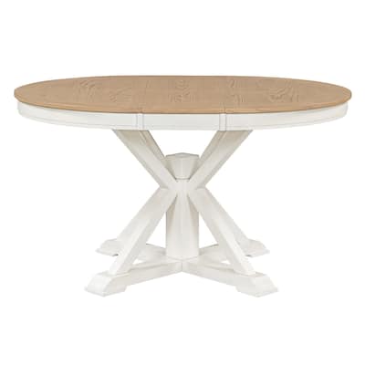 Retro Functional Extendable Dining Table with a 12" Leaf for Dining Room