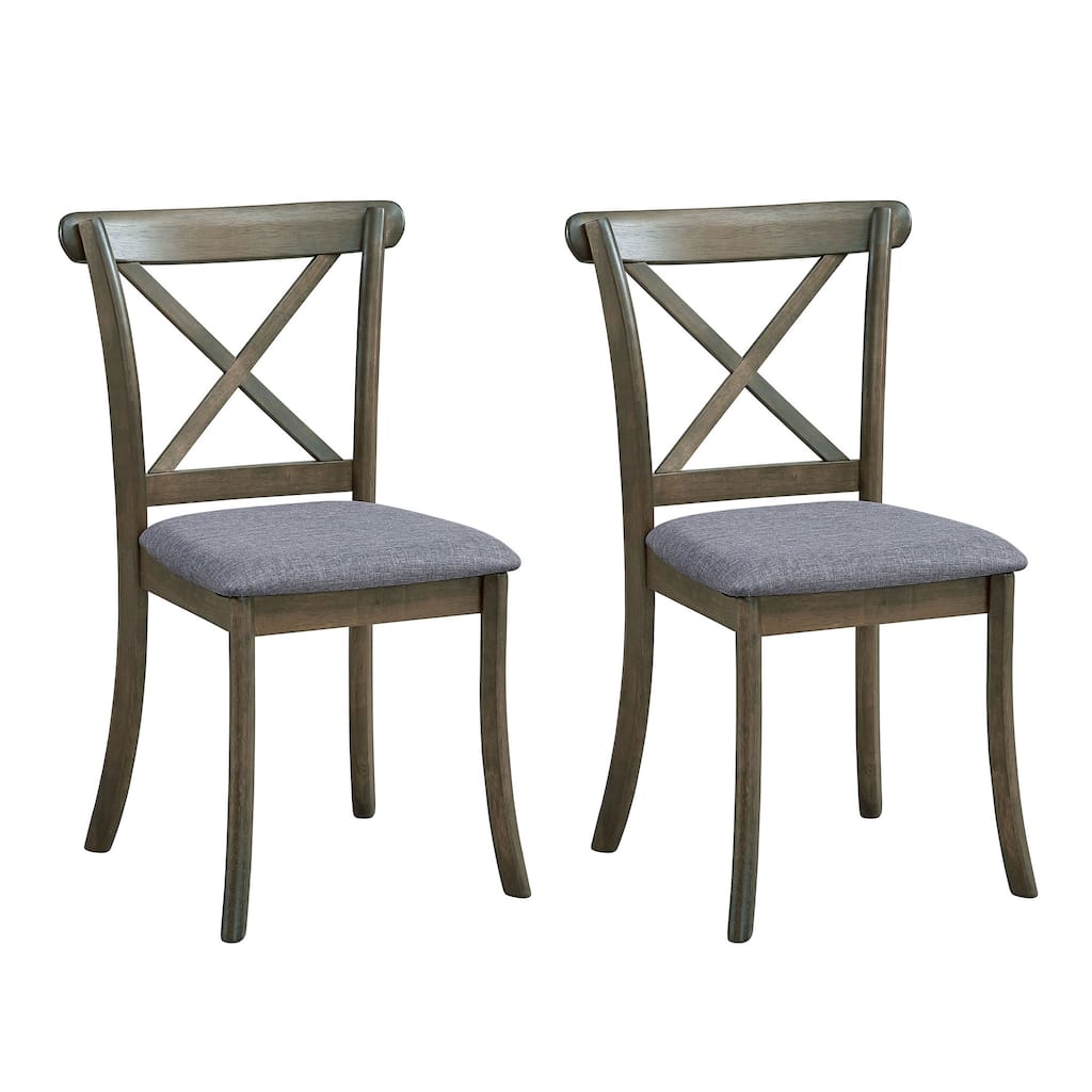 Vintage Dining Chair Kitchen Chair with Cross Backrest, Padded Chair Wood Side Chair Reception Chair Set of 2