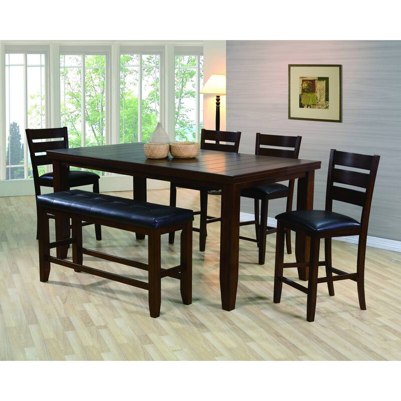 Contemporary Style Charcoal Finish Counter Height Dining Chair Bar Stool 2Pc Set Fabric Upholstery Wooden Furniture