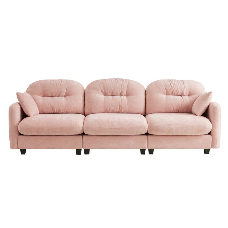 GDF Studio - Bell Modern Chenille Modular 3-Seat Sofa with Ergonomic Tufted Backrest and Wooden Base