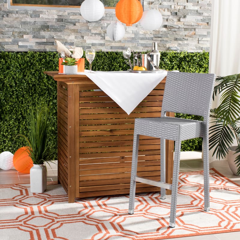 SAFAVIEH Deann 30-inch Indoor/Outdoor Bar Stool - 17Wx21Dx44H - Grey