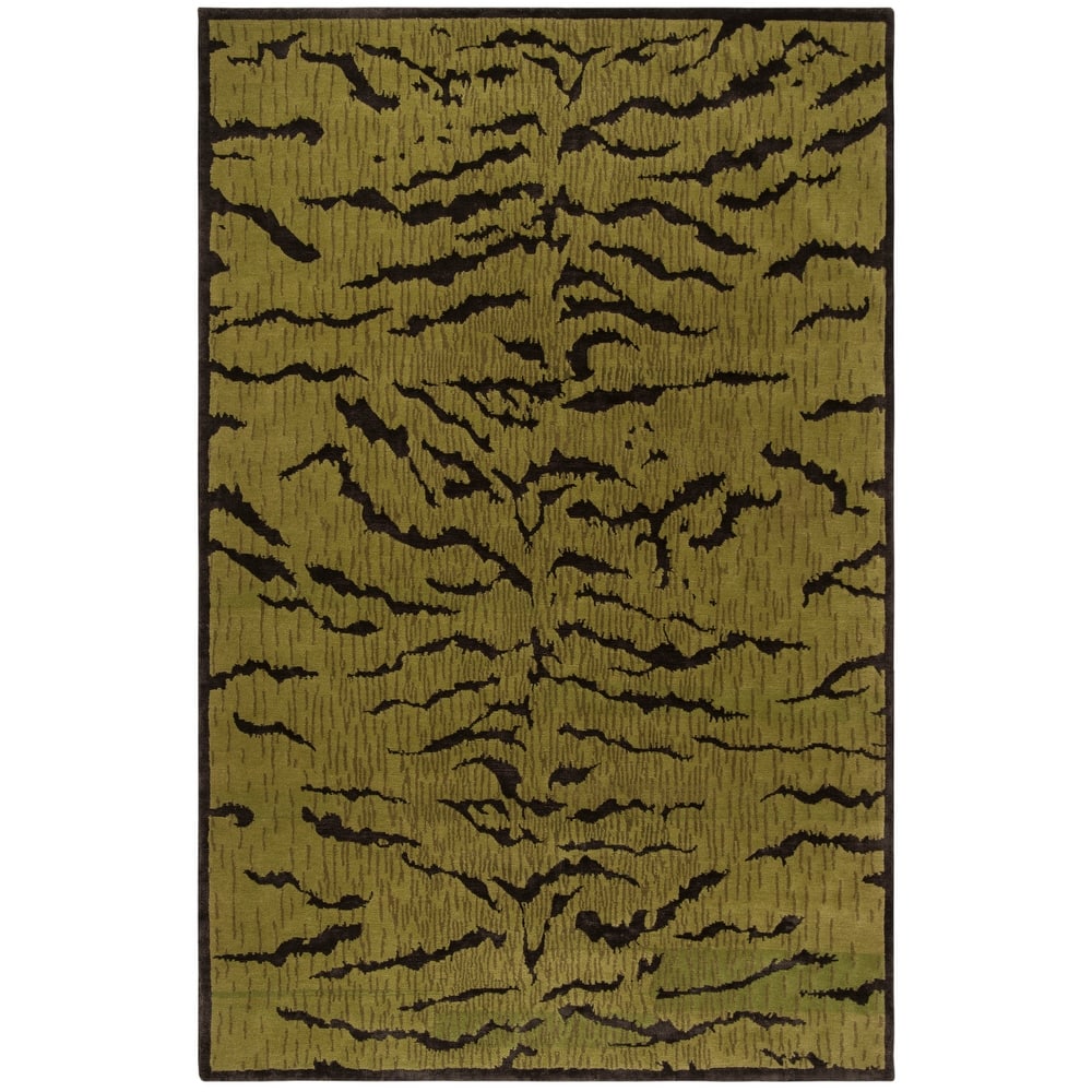 SAFAVIEH Couture Hand-knotted Shlomit Tiger Silk/ Wool Rug