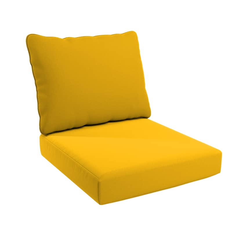California Umbrella Outdoor Deep Seat Cushion Set, 24" x 48", 5.5" Thick Seat, Solstice Olefin Fabric - Lemon