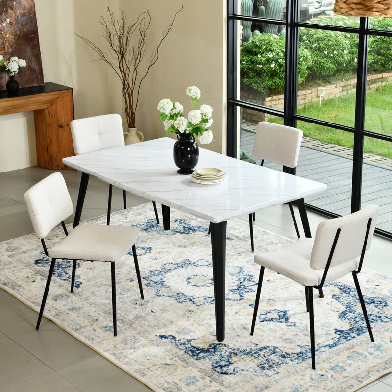 Homy Casa 5-Piece Modern Dining Set with Rectangular Table and Upholstered Side Chairs