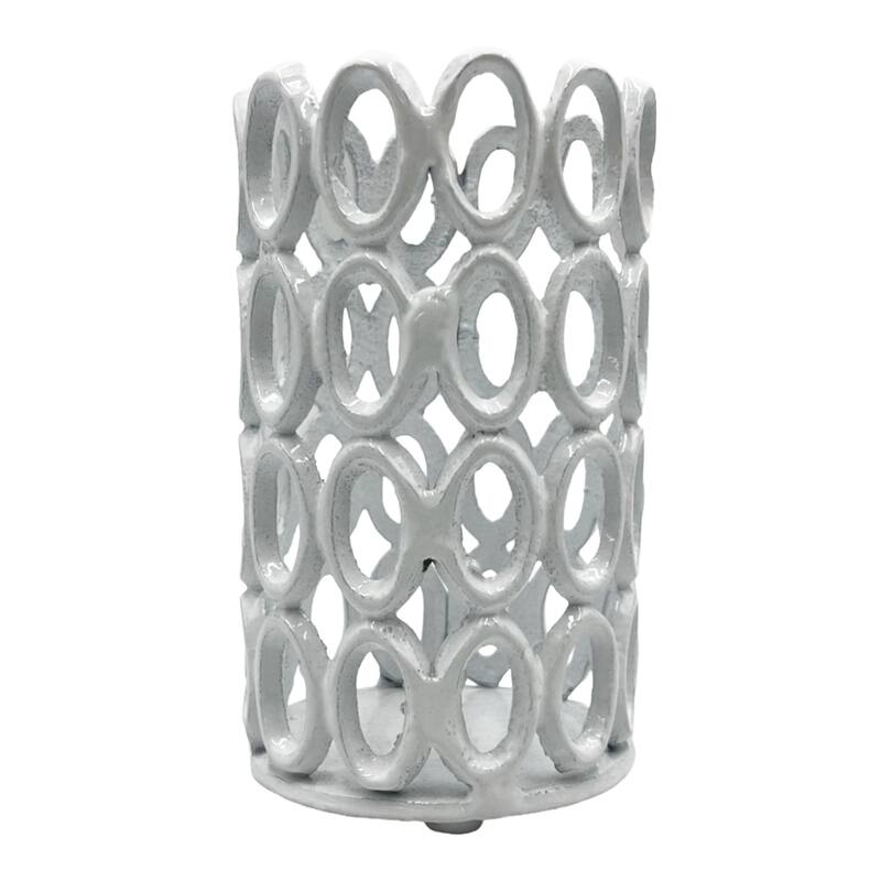 7 Inch Decorative Handmade Aluminum Modern Hollow-Craved Candle holder Set of 2 - 3.75 x 3.75 x 6.5 in