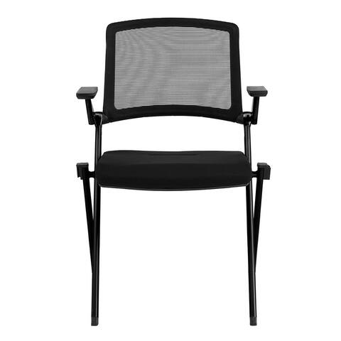 Hilma Stacking Visitor Chair in Black Seat and Mesh Back - Set of 2